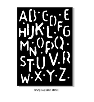 Grunge Alphabet Stencil A4. 210 x 297